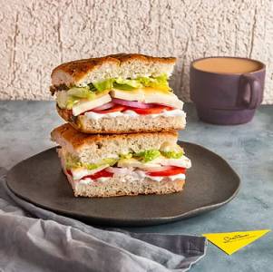 Veg Club Sandwich On Foccacia