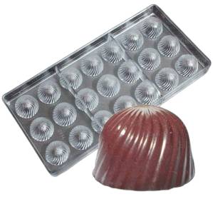 Baker’s Cutlery®21 Cavity Spiral Bell Shape Polycarbonate Chocolate Mould