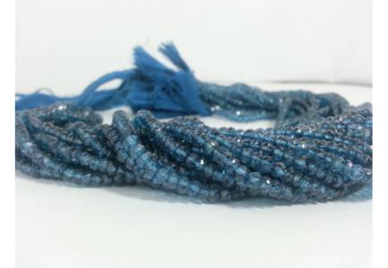 AAA London Blue Topaz Faceted Rondelle Beads Strand 4mm