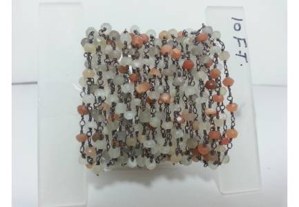 3.5-4.5mm Natural Multi Moonstone Faceted Rondelle Beads Rosary Chain