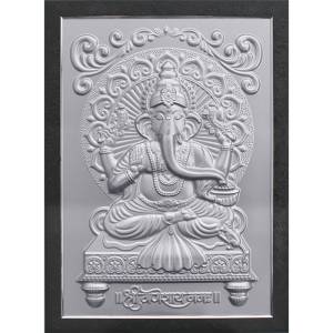 Metallic Silver Shree Ganesh Wall Art