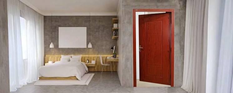 Wood Finished Embossed Design Doors for Bed Room